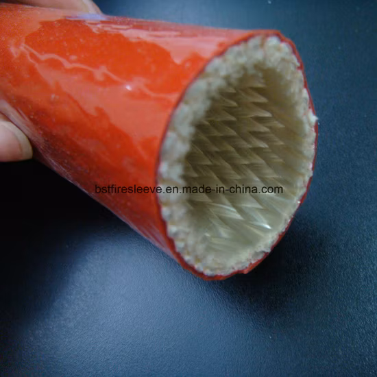 China Manufacturer High Temperature Protector Heat Resistant Vco Silicone Coated Fiberglass Hydraulic Hose Protection Fire Sleeve with Hook & Loop